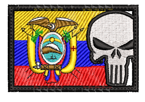 Bordado de bandera con calavera