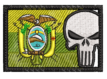 Bordado de bandera verde con calavera