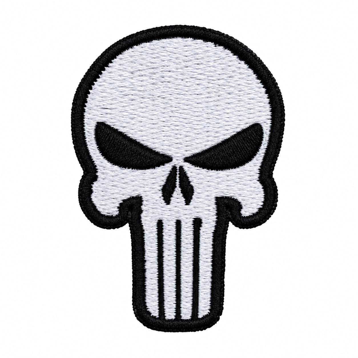 Parche bordado de calavera blanca