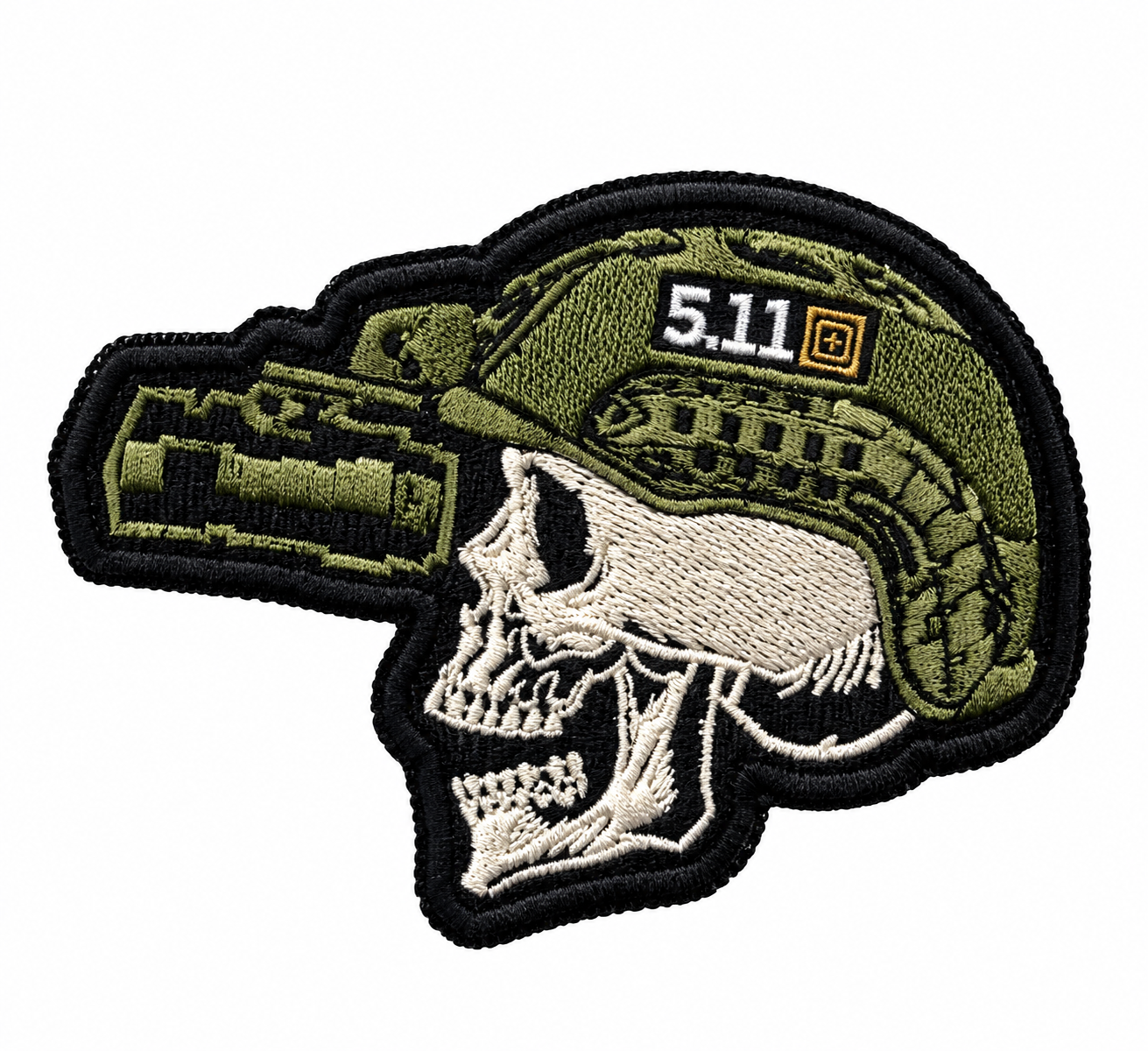 Parche bordado táctico de calavera con casco